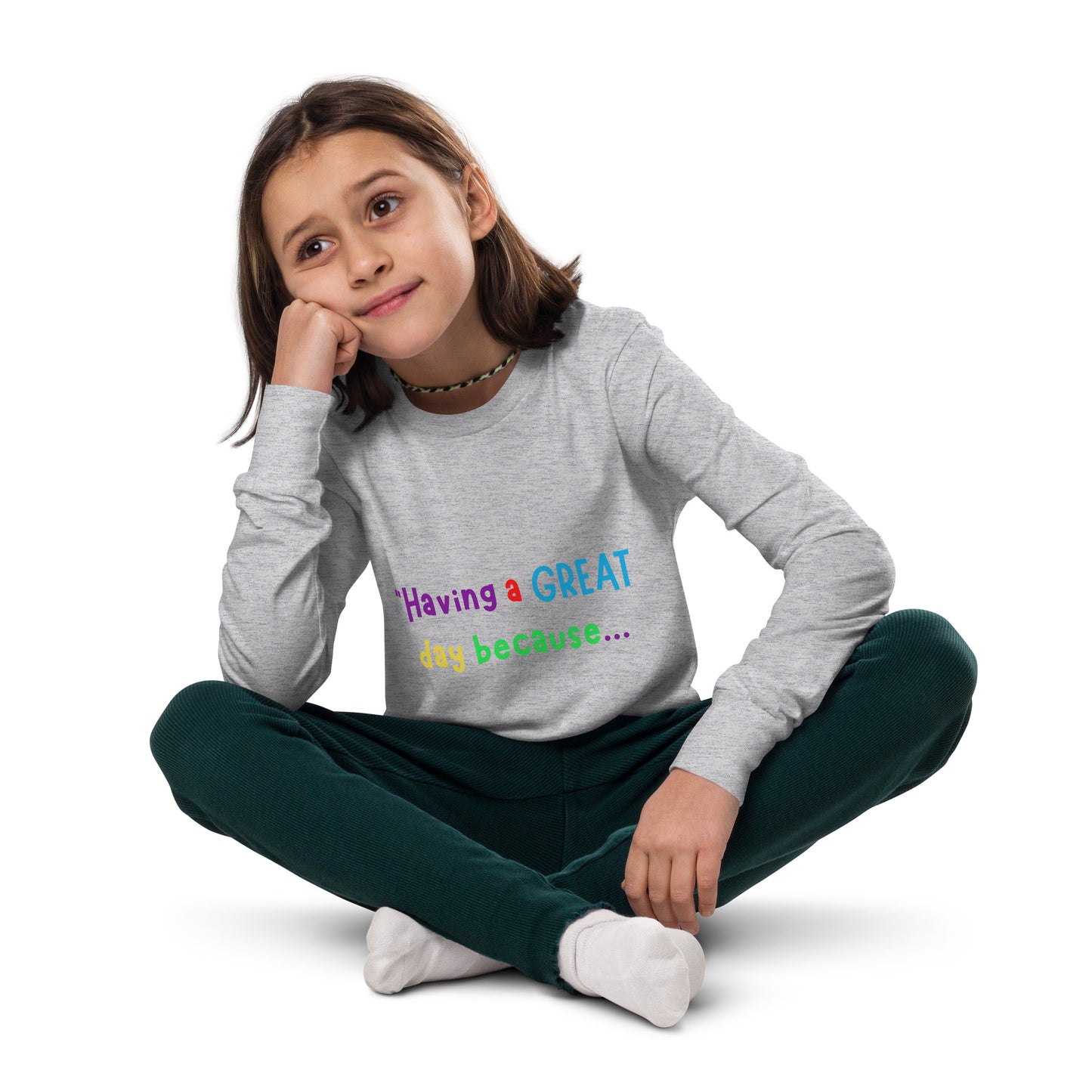 KOC Kids Having A Great Day Because - Youth long sleeve tee