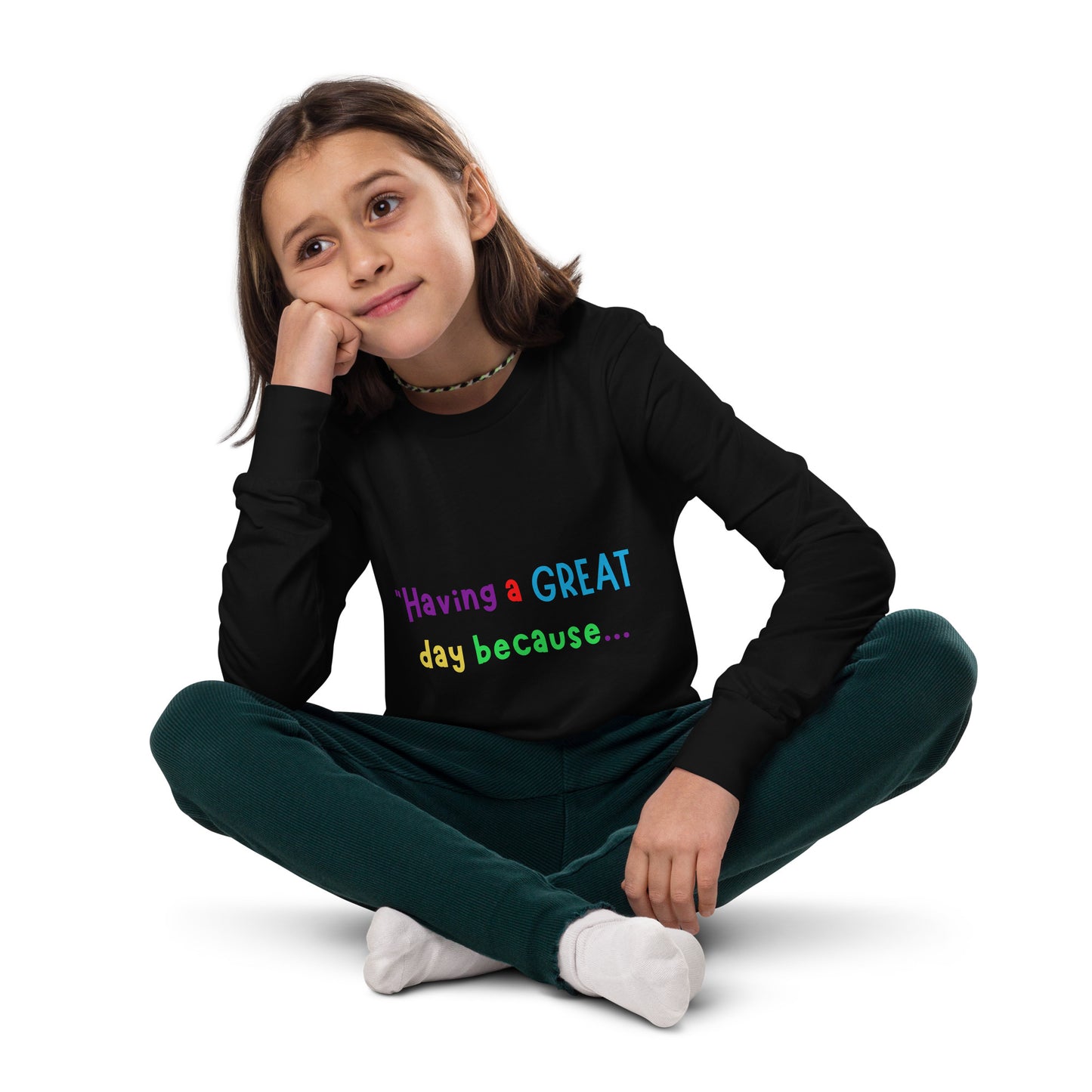 KOC Kids Having A Great Day Because - Youth long sleeve tee