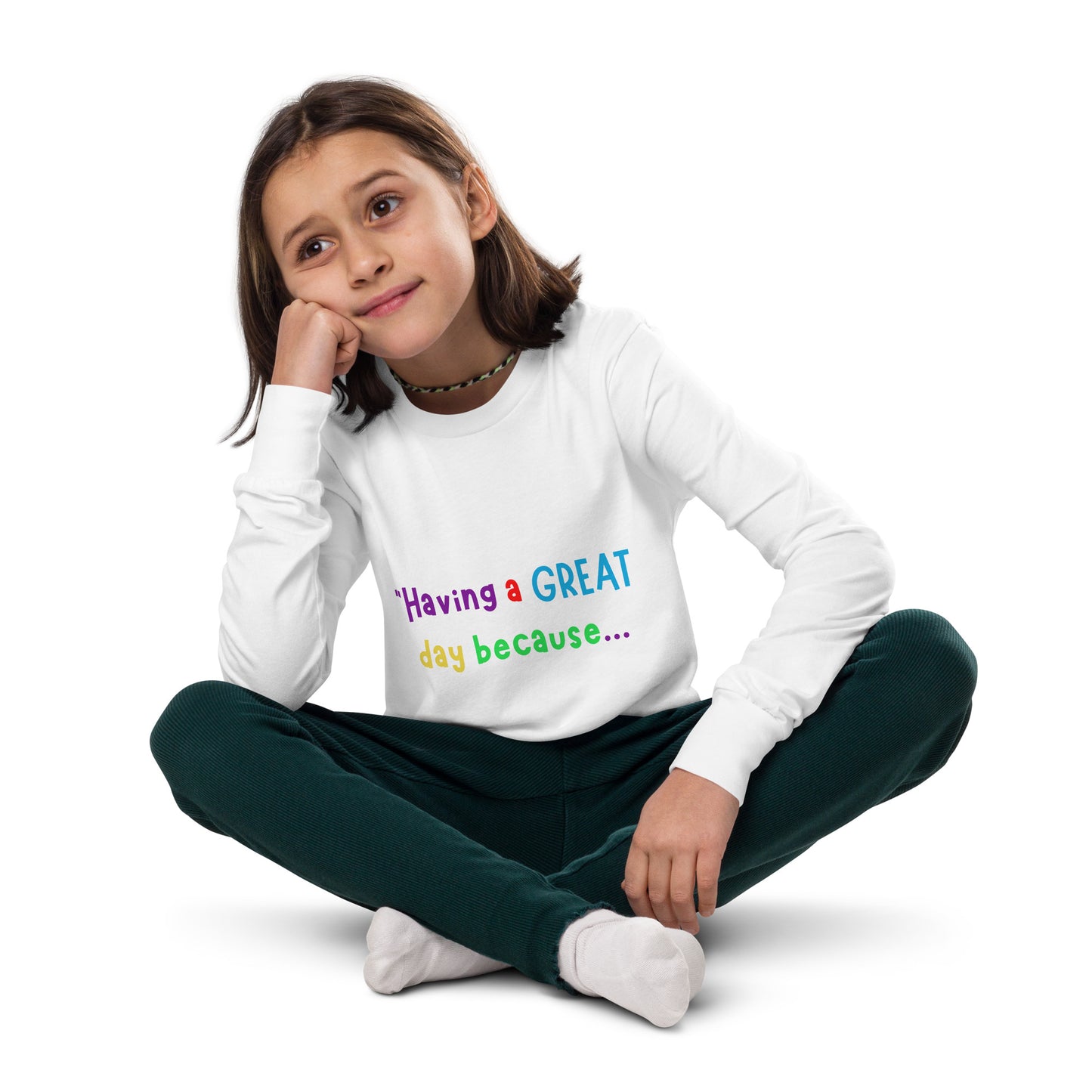 KOC Kids Having A Great Day Because - Youth long sleeve tee